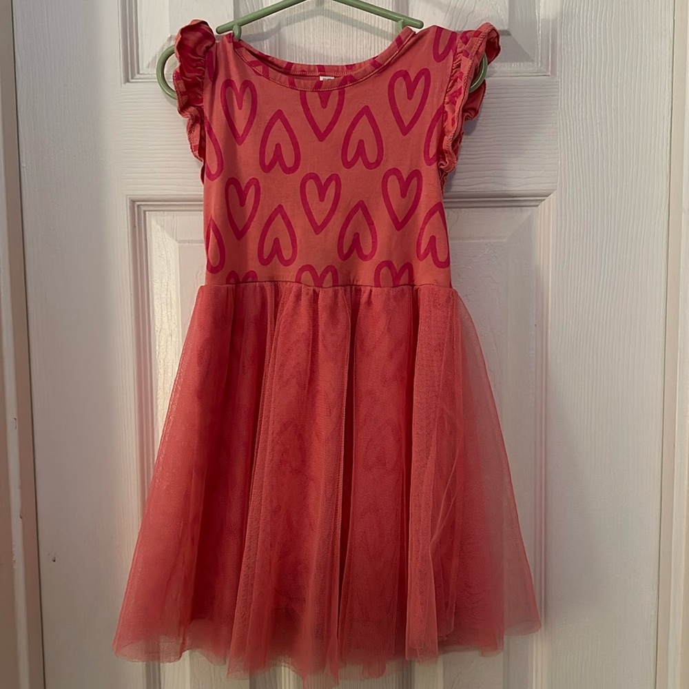 Girls pink dress with hearts